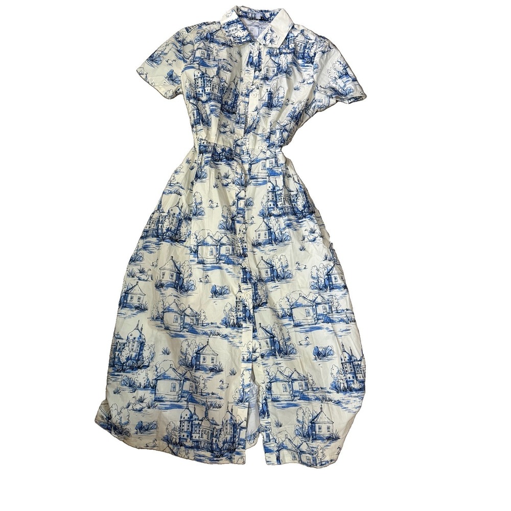 Baltic Born Layne Midi Dress - Scenic Toile Print - Small- NWT - 100% Cotton